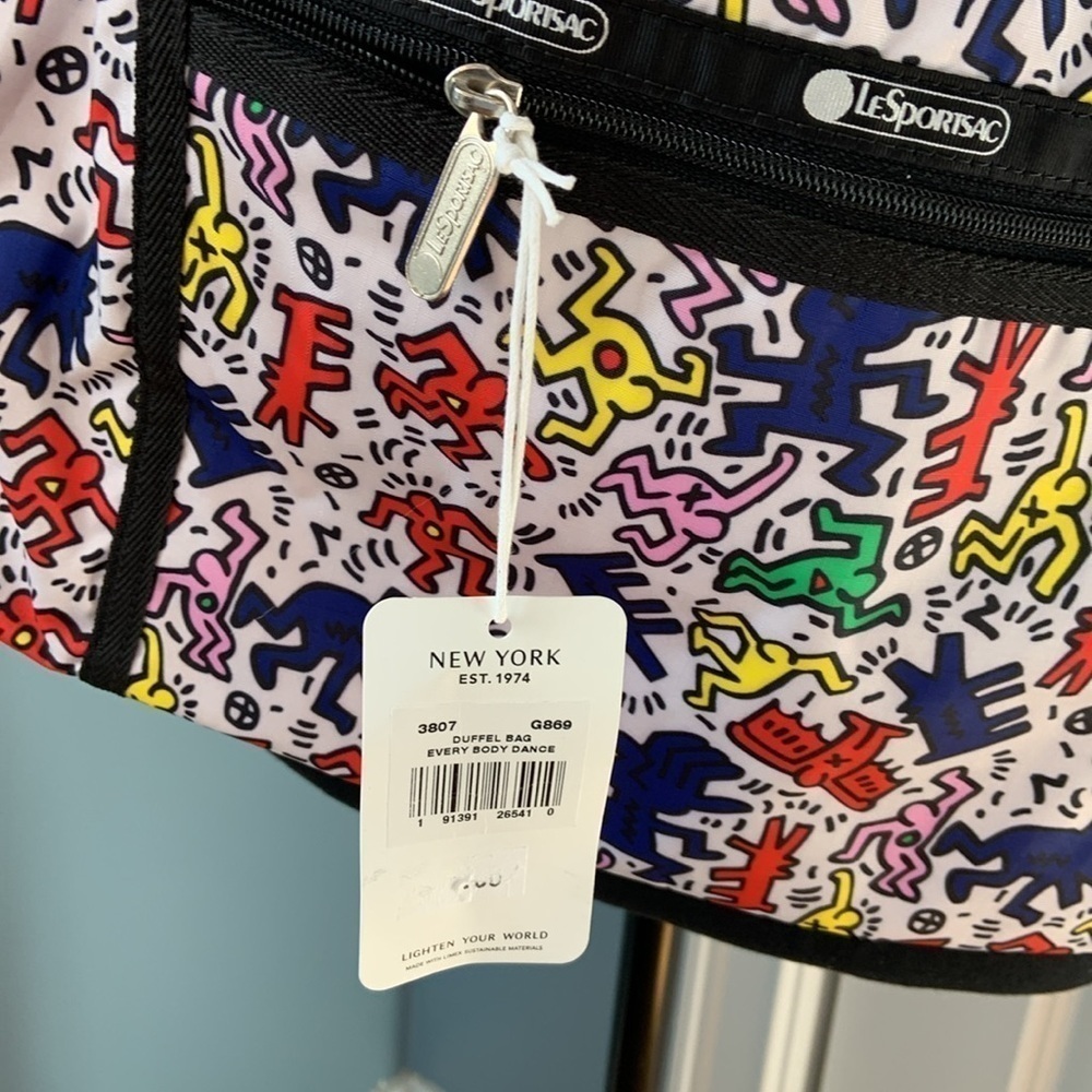 NEW RARE LESPORTSAC Keith Haring duffel carryon bag Everybody Dance weekender - Picture 4 of 4